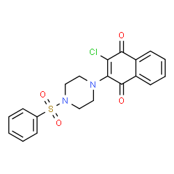 ChemSpider 2D Image | 2-chloro-3-[4-(phenylsulfonyl)piperazin-1-yl]naphthoquinone | C20H17ClN2O4S