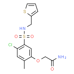 ChemSpider 2D Image | 2-{4-Chloro-2-methyl-5-[(2-thienylmethyl)sulfamoyl]phenoxy}acetamide | C14H15ClN2O4S2