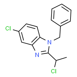 ChemSpider 2D Image | 1-Benzyl-5-chloro-2-(1-chloroethyl)-1H-benzimidazole | C16H14Cl2N2