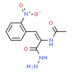 ChemSpider 2D Image | N-[(1E)-3-Hydrazino-1-(2-nitrophenyl)-3-oxo-1-propen-2-yl]acetamide | C11H12N4O4