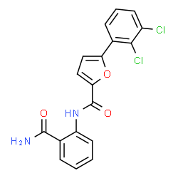 ChemSpider 2D Image | N-(2-Carbamoylphenyl)-5-(2,3-dichlorophenyl)-2-furamide | C18H12Cl2N2O3