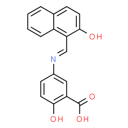 ChemSpider 2D Image | 2-Hydroxy-5-{(E)-[(2-hydroxy-1-naphthyl)methylene]amino}benzoic acid | C18H13NO4