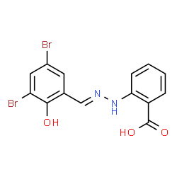 ChemSpider 2D Image | 2-[(2E)-2-(3,5-Dibromo-2-hydroxybenzylidene)hydrazino]benzoic acid | C14H10Br2N2O3