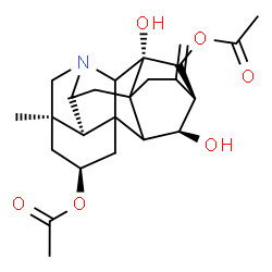 ChemSpider 2D Image | (2alpha,9xi,11alpha,20xi)-11,14-Dihydroxyhetisan-2,13-diyl diacetate | C24H31NO6