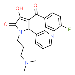 ChemSpider 2D Image | 1-[3-(Dimethylamino)propyl]-4-(4-fluorobenzoyl)-3-hydroxy-5-(3-pyridinyl)-1,5-dihydro-2H-pyrrol-2-one | C21H22FN3O3