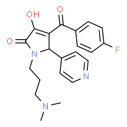 ChemSpider 2D Image | 1-[3-(Dimethylamino)propyl]-4-(4-fluorobenzoyl)-3-hydroxy-5-(4-pyridinyl)-1,5-dihydro-2H-pyrrol-2-one | C21H22FN3O3
