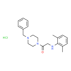 ChemSpider 2D Image | 1-(4-Benzyl-1-piperazinyl)-2-[(2,6-dimethylphenyl)amino]ethanone hydrochloride (1:1) | C21H28ClN3O