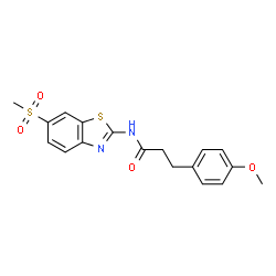 ChemSpider 2D Image | 3-(4-Methoxyphenyl)-N-[6-(methylsulfonyl)-1,3-benzothiazol-2-yl]propanamide | C18H18N2O4S2