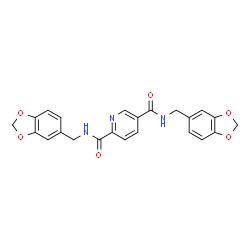 ChemSpider 2D Image | N,N'-Bis(1,3-benzodioxol-5-ylmethyl)-2,5-pyridinedicarboxamide | C23H19N3O6