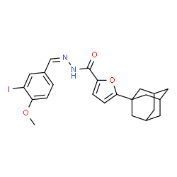 ChemSpider 2D Image | 5-(Adamantan-1-yl)-N'-[(Z)-(3-iodo-4-methoxyphenyl)methylene]-2-furohydrazide | C23H25IN2O3