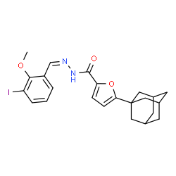 ChemSpider 2D Image | 5-(Adamantan-1-yl)-N'-[(Z)-(3-iodo-2-methoxyphenyl)methylene]-2-furohydrazide | C23H25IN2O3