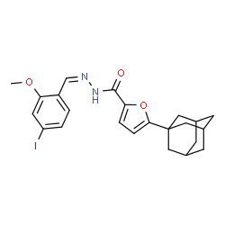 ChemSpider 2D Image | 5-(Adamantan-1-yl)-N'-[(Z)-(4-iodo-2-methoxyphenyl)methylene]-2-furohydrazide | C23H25IN2O3
