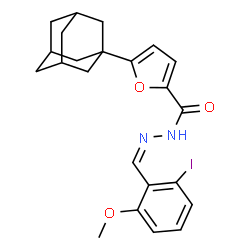 ChemSpider 2D Image | 5-(Adamantan-1-yl)-N'-[(Z)-(2-iodo-6-methoxyphenyl)methylene]-2-furohydrazide | C23H25IN2O3