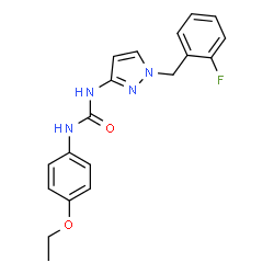 ChemSpider 2D Image | 1-(4-Ethoxyphenyl)-3-[1-(2-fluorobenzyl)-1H-pyrazol-3-yl]urea | C19H19FN4O2