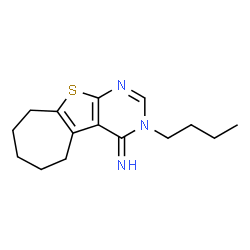 ChemSpider 2D Image | 3-Butyl-3,5,6,7,8,9-hexahydro-4H-cyclohepta[4,5]thieno[2,3-d]pyrimidin-4-imine | C15H21N3S