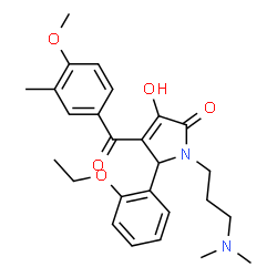 ChemSpider 2D Image | 1-[3-(Dimethylamino)propyl]-5-(2-ethoxyphenyl)-3-hydroxy-4-(4-methoxy-3-methylbenzoyl)-1,5-dihydro-2H-pyrrol-2-one | C26H32N2O5