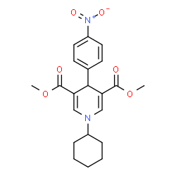 ChemSpider 2D Image | Dimethyl 1-cyclohexyl-4-(4-nitrophenyl)-1,4-dihydro-3,5-pyridinedicarboxylate | C21H24N2O6