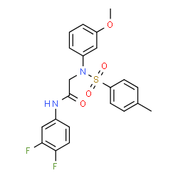 ChemSpider 2D Image | N-(3,4-Difluorophenyl)-N~2~-(3-methoxyphenyl)-N~2~-[(4-methylphenyl)sulfonyl]glycinamide | C22H20F2N2O4S