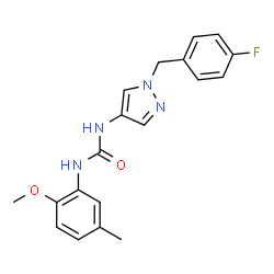 ChemSpider 2D Image | 1-[1-(4-Fluorobenzyl)-1H-pyrazol-4-yl]-3-(2-methoxy-5-methylphenyl)urea | C19H19FN4O2