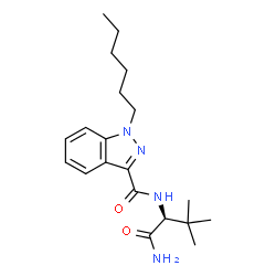 ChemSpider 2D Image | N-[(2S)-1-Amino-3,3-dimethyl-1-oxo-2-butanyl]-1-hexyl-1H-indazole-3-carboxamide | C20H30N4O2