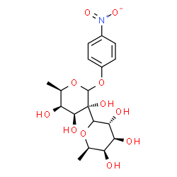ChemSpider 2D Image | (3R,3'S,4S,4'S,5R,5'R,6R,6'R)-6,6'-Dimethyl-2'-(4-nitrophenoxy)hexahydro-2H,2'H-2,3'-bipyran-3,3',4,4',5,5'(4'H)-hexol (non-preferred name) | C18H25NO11
