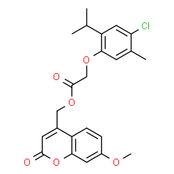 ChemSpider 2D Image | (7-Methoxy-2-oxo-2H-chromen-4-yl)methyl (4-chloro-2-isopropyl-5-methylphenoxy)acetate | C23H23ClO6