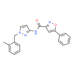 ChemSpider 2D Image | N-[1-(2-Methylbenzyl)-1H-pyrazol-3-yl]-5-phenyl-1,2-oxazole-3-carboxamide | C21H18N4O2