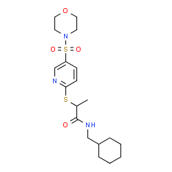 ChemSpider 2D Image | N-(Cyclohexylmethyl)-2-{[5-(4-morpholinylsulfonyl)-2-pyridinyl]sulfanyl}propanamide | C19H29N3O4S2