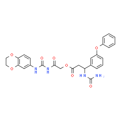 ChemSpider 2D Image | 2-[(2,3-Dihydro-1,4-benzodioxin-6-ylcarbamoyl)amino]-2-oxoethyl 3-(carbamoylamino)-3-(3-phenoxyphenyl)propanoate | C27H26N4O8