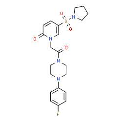 ChemSpider 2D Image | 1-{2-[4-(4-Fluorophenyl)-1-piperazinyl]-2-oxoethyl}-5-(1-pyrrolidinylsulfonyl)-2(1H)-pyridinone | C21H25FN4O4S