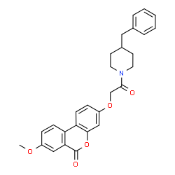 ChemSpider 2D Image | 3-[2-(4-Benzyl-1-piperidinyl)-2-oxoethoxy]-8-methoxy-6H-benzo[c]chromen-6-one | C28H27NO5