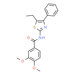 ChemSpider 2D Image | N-(5-Ethyl-4-phenyl-1,3-thiazol-2-yl)-3,4-dimethoxybenzamide | C20H20N2O3S