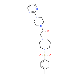ChemSpider 2D Image | 2-{4-[(4-Methylphenyl)sulfonyl]-1,4-diazepan-1-yl}-1-[4-(2-pyrimidinyl)-1-piperazinyl]ethanone | C22H30N6O3S