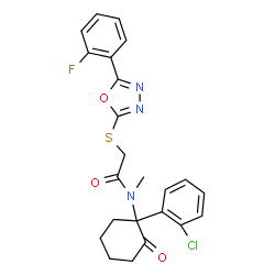 ChemSpider 2D Image | N-[1-(2-Chlorophenyl)-2-oxocyclohexyl]-2-{[5-(2-fluorophenyl)-1,3,4-oxadiazol-2-yl]sulfanyl}-N-methylacetamide | C23H21ClFN3O3S