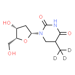 ChemSpider 2D Image | 1-(2-Deoxy-beta-D-threo-pentofuranosyl)-5-(~2~H_3_)methyldihydro-2,4(1H,3H)-pyrimidinedione | C10H13D3N2O5