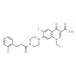 ChemSpider 2D Image | 7-{4-[3-(2-Chlorophenyl)propanoyl]-1-piperazinyl}-1-ethyl-6-fluoro-4-oxo-1,4-dihydro-3-quinolinecarboxylic acid | C25H25ClFN3O4