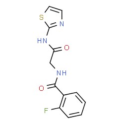 ChemSpider 2D Image | 2-Fluoro-N-[2-oxo-2-(1,3-thiazol-2-ylamino)ethyl]benzamide | C12H10FN3O2S
