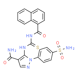 ChemSpider 2D Image | 5-[(1-Naphthoylcarbamothioyl)amino]-1-(4-sulfamoylphenyl)-1H-pyrazole-4-carboxamide | C22H18N6O4S2