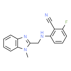ChemSpider 2D Image | 2-Fluoro-6-{[(1-methyl-1H-benzimidazol-2-yl)methyl]amino}benzonitrile | C16H13FN4