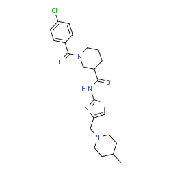 ChemSpider 2D Image | 1-(4-Chlorobenzoyl)-N-{4-[(4-methyl-1-piperidinyl)methyl]-1,3-thiazol-2-yl}-3-piperidinecarboxamide | C23H29ClN4O2S