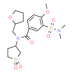 ChemSpider 2D Image | 3-(Dimethylsulfamoyl)-N-(1,1-dioxidotetrahydro-3-thiophenyl)-4-methoxy-N-(tetrahydro-2-furanylmethyl)benzamide | C19H28N2O7S2