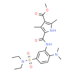 ChemSpider 2D Image | Methyl 5-{[5-(diethylsulfamoyl)-2-(dimethylamino)phenyl]carbamoyl}-2,4-dimethyl-1H-pyrrole-3-carboxylate | C21H30N4O5S