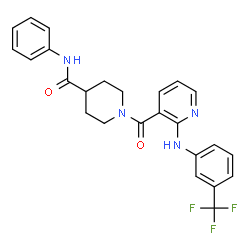 ChemSpider 2D Image | N-phenyl-1-[2-[[3-(trifluoromethyl)phenyl]amino]pyridine-3-carbonyl]piperidine-4-carboxamide | C25H23F3N4O2