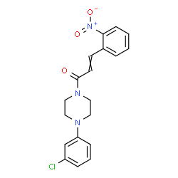 ChemSpider 2D Image | 1-[4-(3-Chlorophenyl)-1-piperazinyl]-3-(2-nitrophenyl)-2-propen-1-one | C19H18ClN3O3