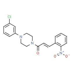 ChemSpider 2D Image | (2E)-1-[4-(3-Chlorophenyl)-1-piperazinyl]-3-(2-nitrophenyl)-2-propen-1-one | C19H18ClN3O3