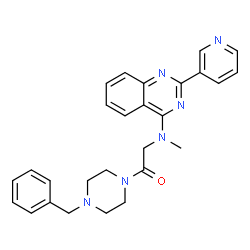 ChemSpider 2D Image | 1-(4-Benzyl-1-piperazinyl)-2-{methyl[2-(3-pyridinyl)-4-quinazolinyl]amino}ethanone | C27H28N6O