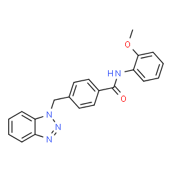 ChemSpider 2D Image | 4-(1H-Benzotriazol-1-ylmethyl)-N-(2-methoxyphenyl)benzamide | C21H18N4O2