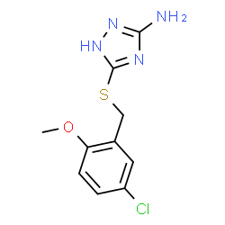 ChemSpider 2D Image | 5-[(5-Chloro-2-methoxybenzyl)sulfanyl]-1H-1,2,4-triazol-3-amine | C10H11ClN4OS