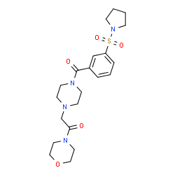 ChemSpider 2D Image | 1-(4-Morpholinyl)-2-{4-[3-(1-pyrrolidinylsulfonyl)benzoyl]-1-piperazinyl}ethanone | C21H30N4O5S