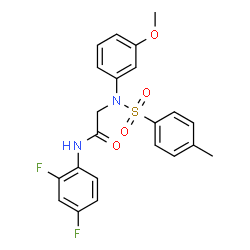 ChemSpider 2D Image | N-(2,4-Difluorophenyl)-N~2~-(3-methoxyphenyl)-N~2~-[(4-methylphenyl)sulfonyl]glycinamide | C22H20F2N2O4S